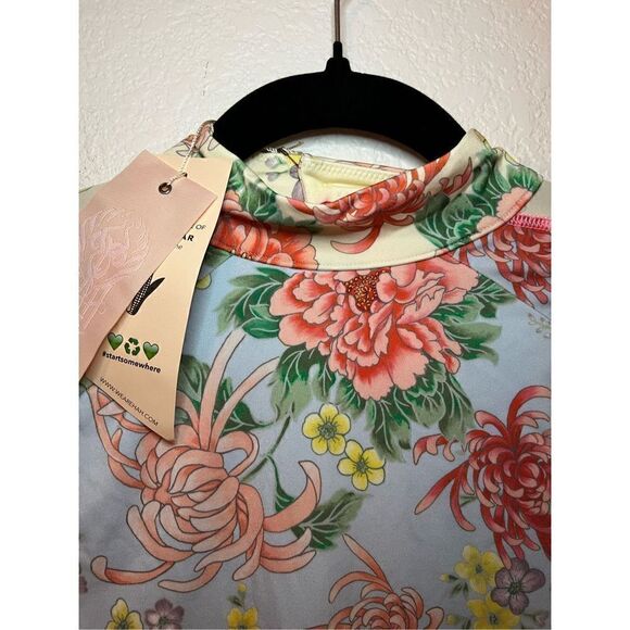 Free People HAH Gloves Off Bodysuit Swimsuit in Kyoto Kimono & French Blue - NWT - Picture 6 of 9